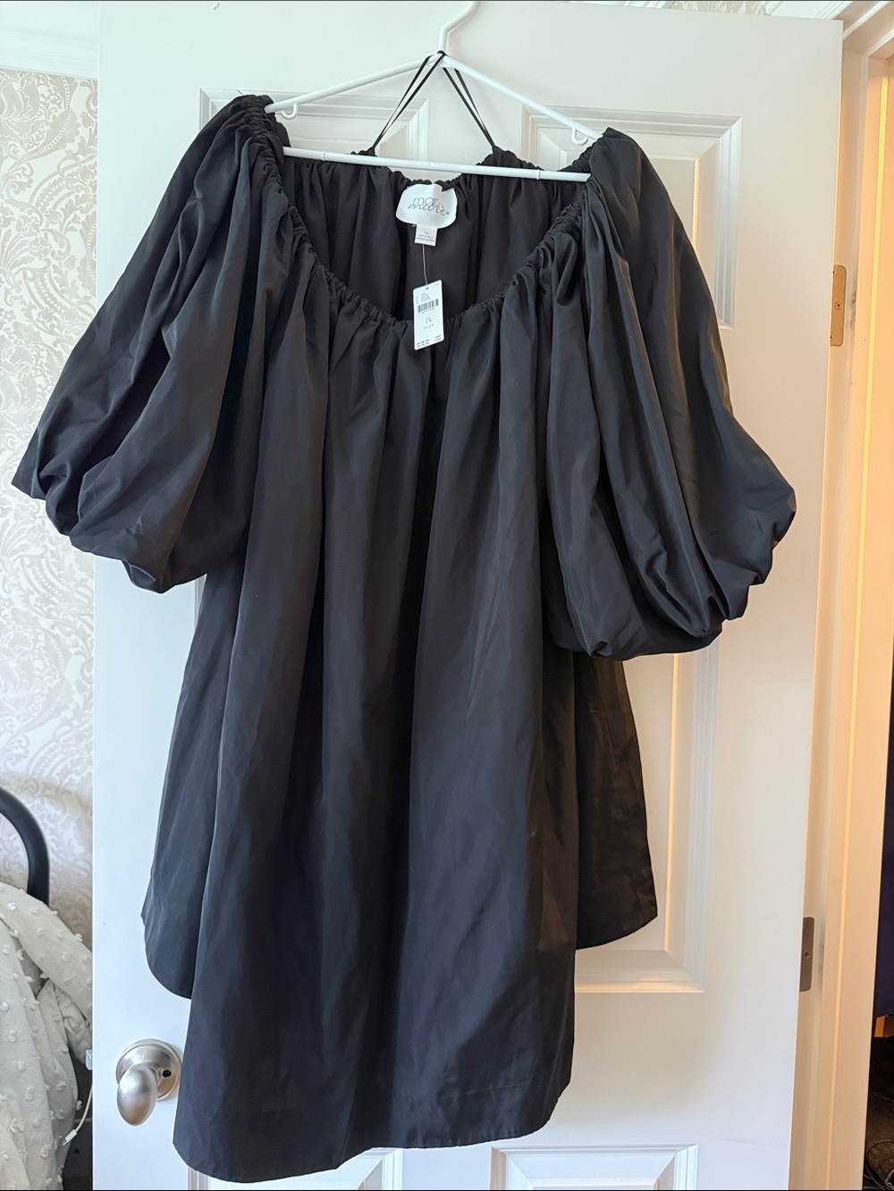 Black Off-Shoulder Puff Sleeve Dress